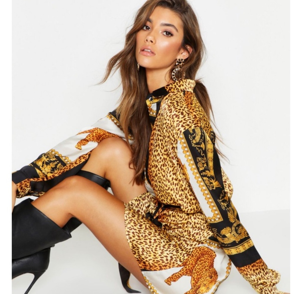 Boohoo Scarf Print Dress